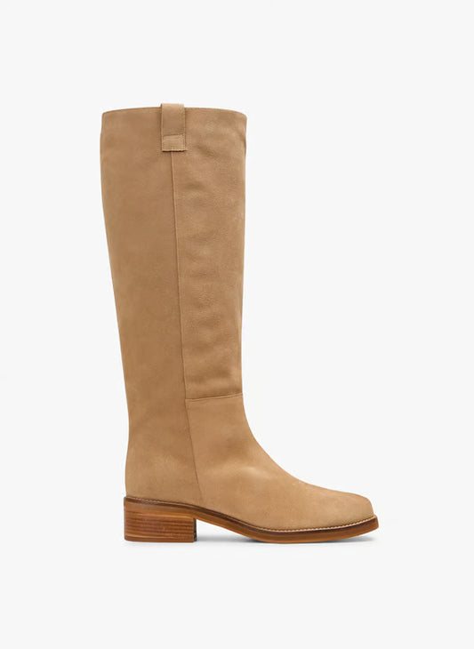 Maison 123 Velour leather high boots - Beige – ROMANE