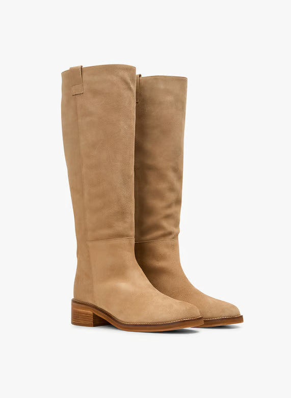 Maison 123 Velour leather high boots - Beige – ROMANE