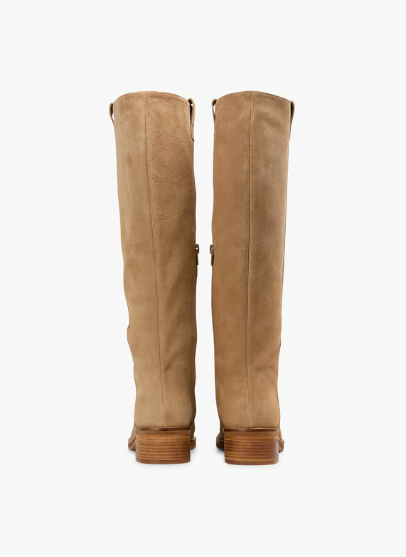 Maison 123 Velour leather high boots - Beige – ROMANE