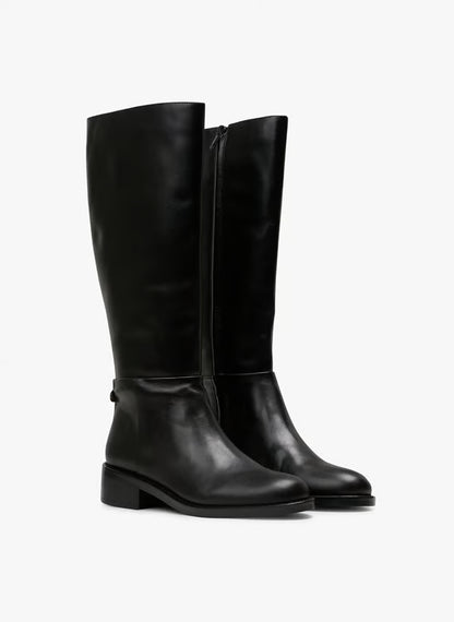 High zip-up leather boots - Black – MILLA