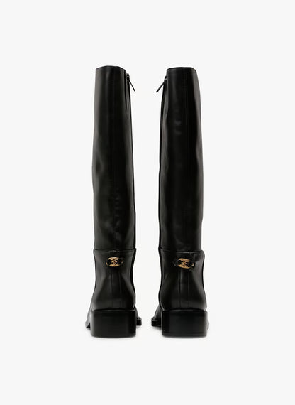 High zip-up leather boots - Black – MILLA