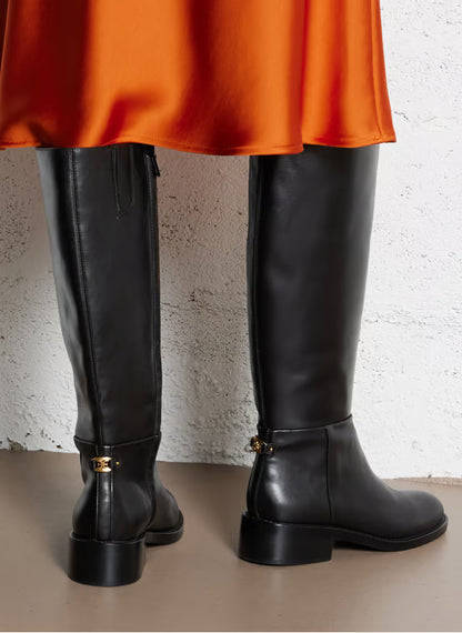 High zip-up leather boots - Black – MILLA